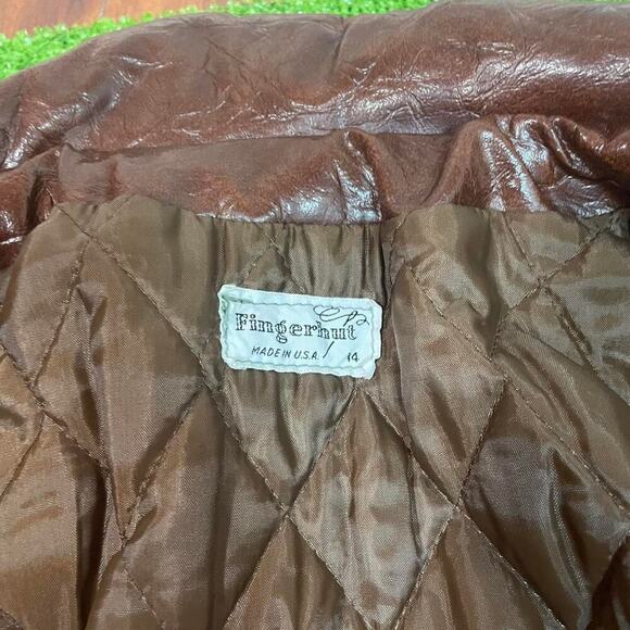 Vintage 70s Fingerhut Women’s 14 Faux Fur Leather Collar Coat Retro Jacket - Picture 4 of 8